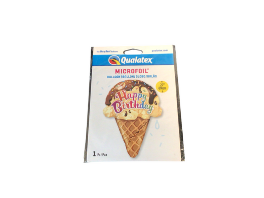 Qualatex Supershape Mylar Balloon - Happy Birthday ice cream cone