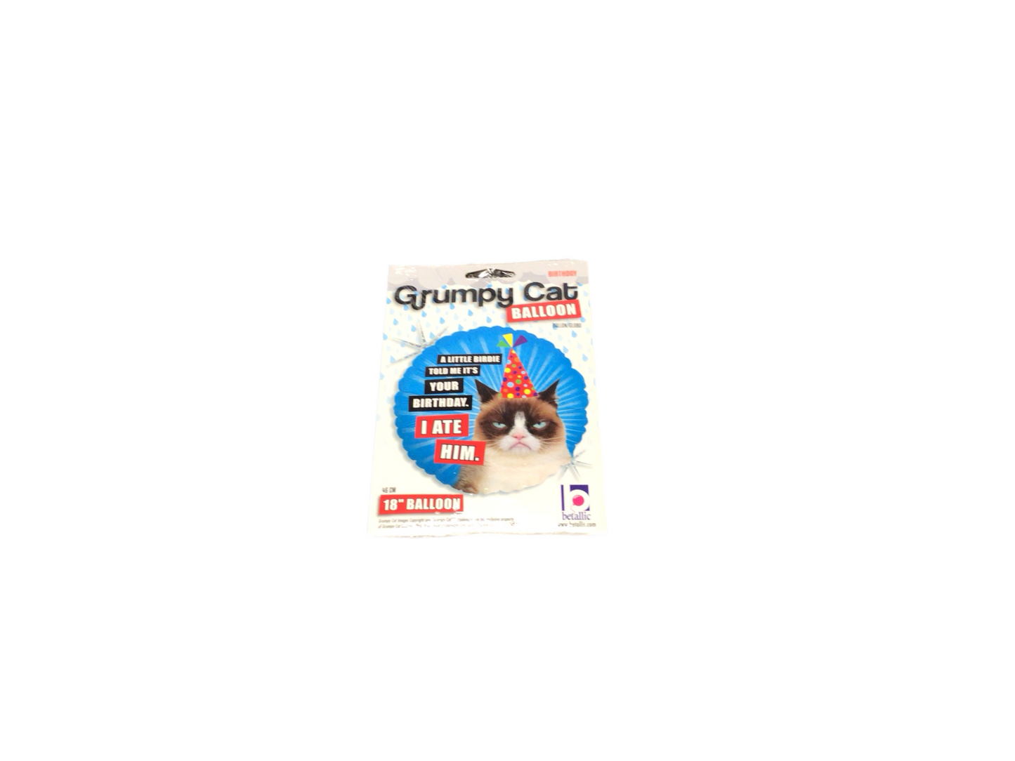 Betallic Standard Mylar Balloon - GrumpyCat with party hat