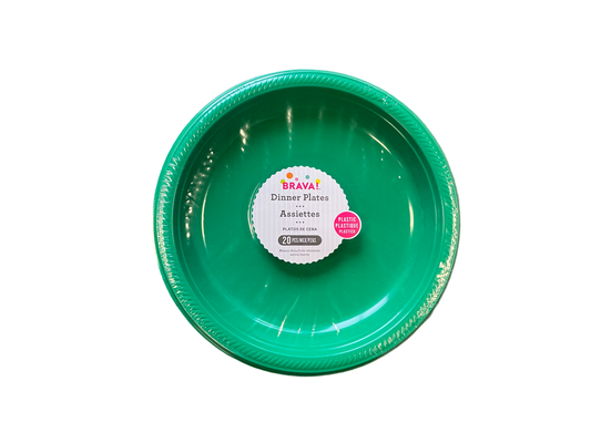Brava Heavy Duty Plastic Dinner Plates 20PCS Green

10.25in
