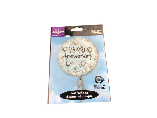 Anagram Standard Mylar Balloon - Round Happy anniversary  teal with diamonds