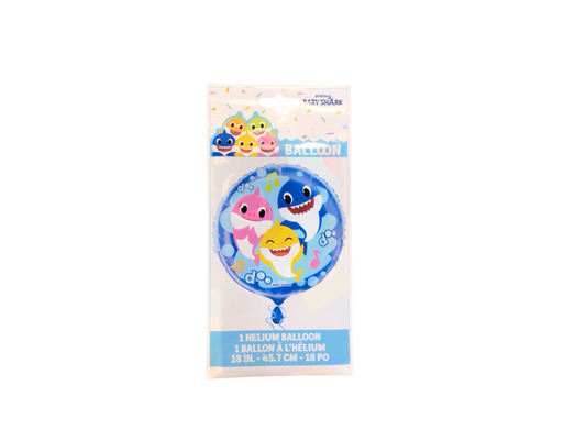 Standard Mylar Balloon - Round Baby Shark

Blue balloon with picture of baby, mommy and daddy shark

Inflated size: 18in

A favorite for kids!
