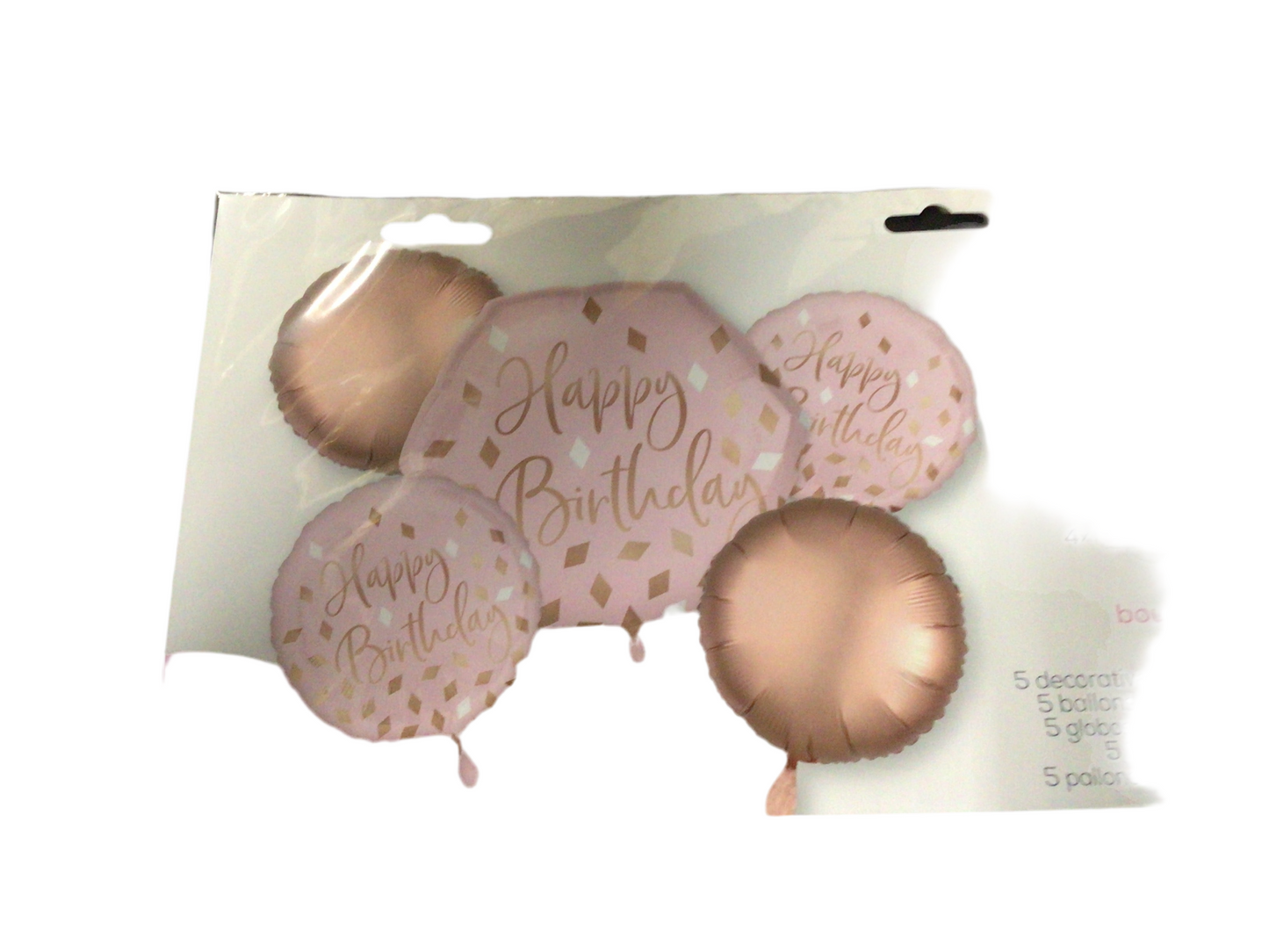 Anagram Mylar 5pc Balloon Boquet- Happy Birthday Blush