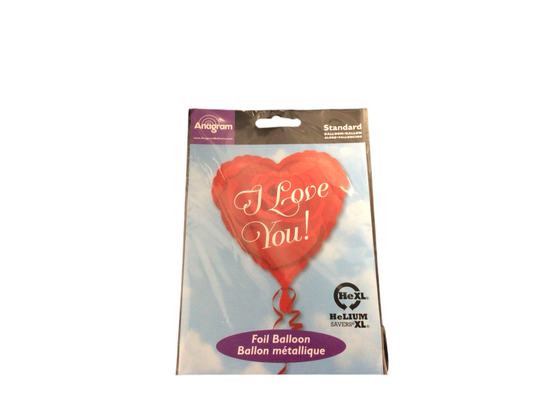 Anagram Standard Mylar Balloon - Heat shaped I Love you with a  rose in the background