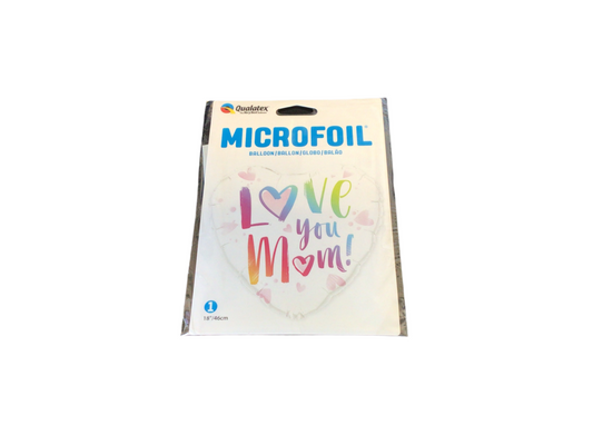 Qualatex Standard Mylar Balloon - White Heart with Love you Mom