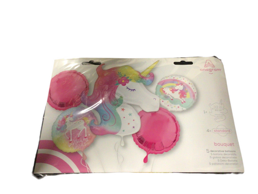 Anagram Mylar 5pc Balloon Boquet- Enchanted Unicorn