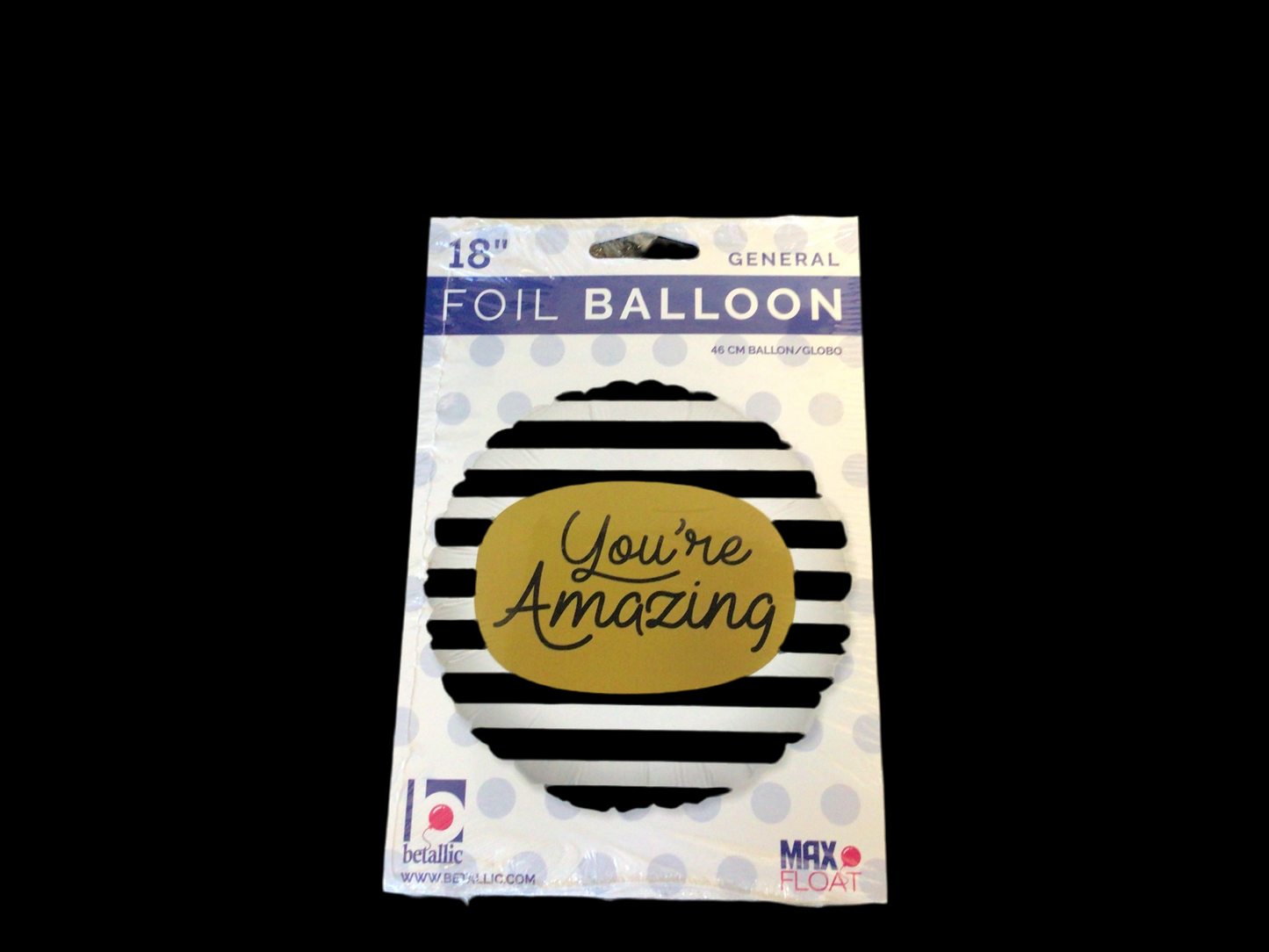 Betallic Standard Mylar Balloon - Black and white striped  with You’re Amazing