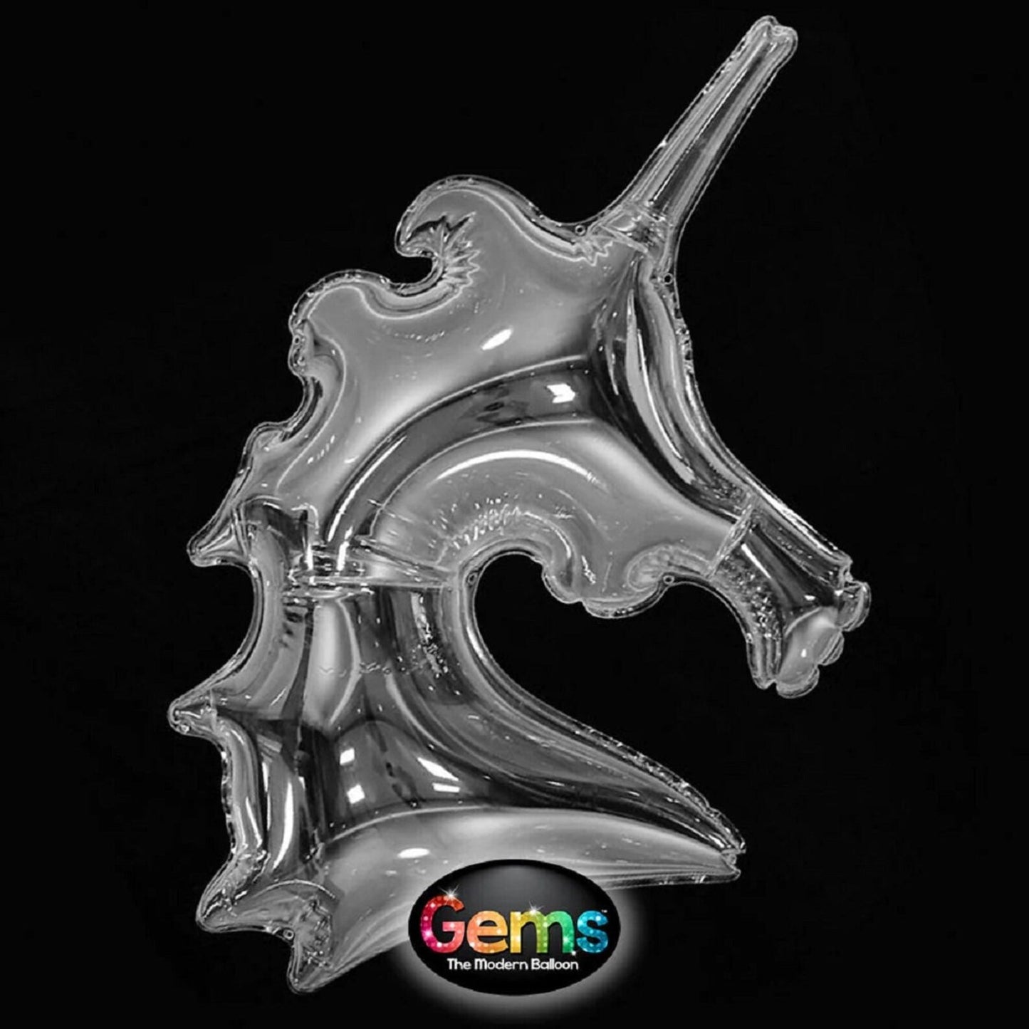 Gems Air filled Plastic Balloon - Clear Unicorn